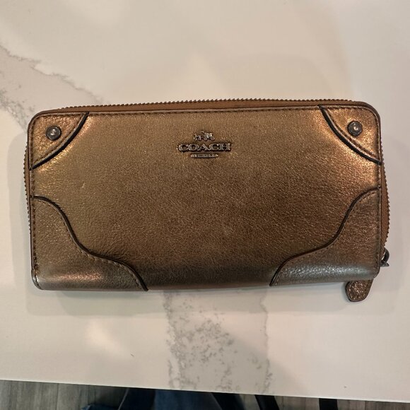 Coach Large Accordion Zip Wallet Gunmetal - Picture 2 of 4